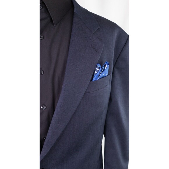 Paul Dione Wool Sport Coat Blazer Jacket 44r Solid Blue two Button Vent-Less - Picture 3 of 14